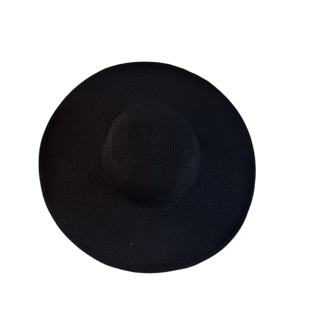 San 'n' Sand Womens Wide Brim Black Straw Sun Hat Summer Beach Floppy Hat